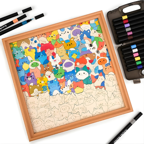 Puzzle de Madera para Pintar – Gatitos