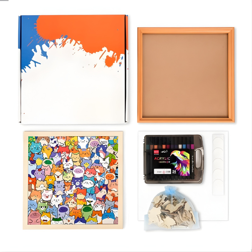 Puzzle de Madera para Pintar – Gatitos